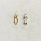 Gold Plated or Rhodium Plated or CZ Tiny Safety Pin Connector Charm Pendant