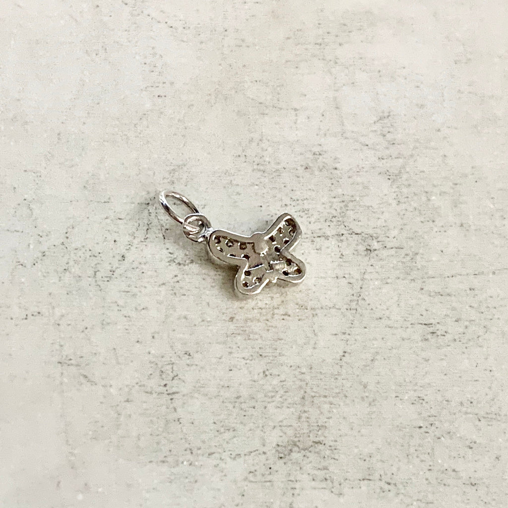 Gold Plated or Rhodium Plated Dainty CZ Pave Butterfly Charm Spring Nature