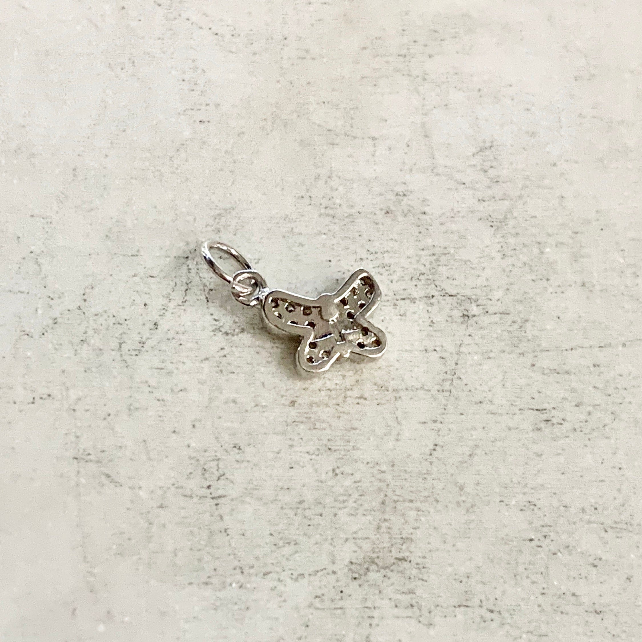 Gold Plated or Rhodium Plated Dainty CZ Pave Butterfly Charm Spring Nature