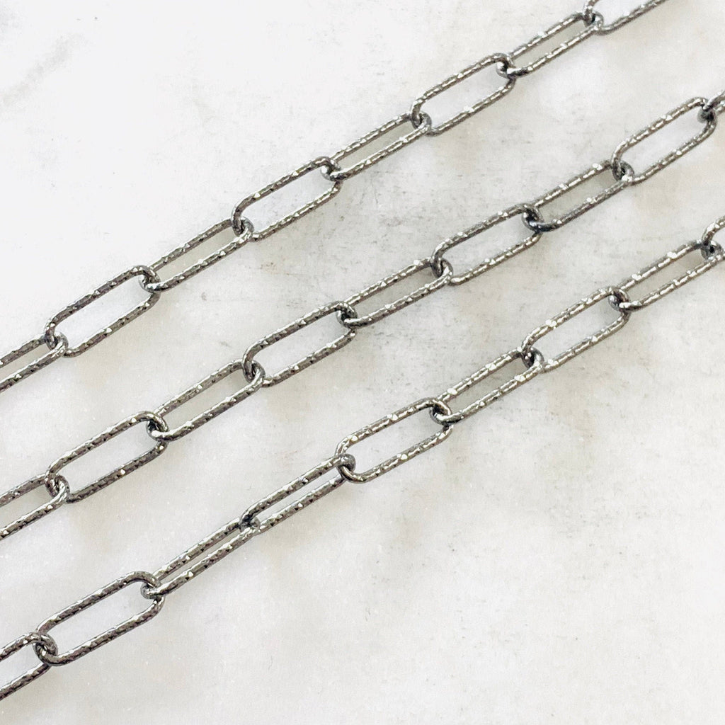 Sterling Silver 13.6mm x 4.8mm Shimmer Elongated Rectangle – Sold by the Foot