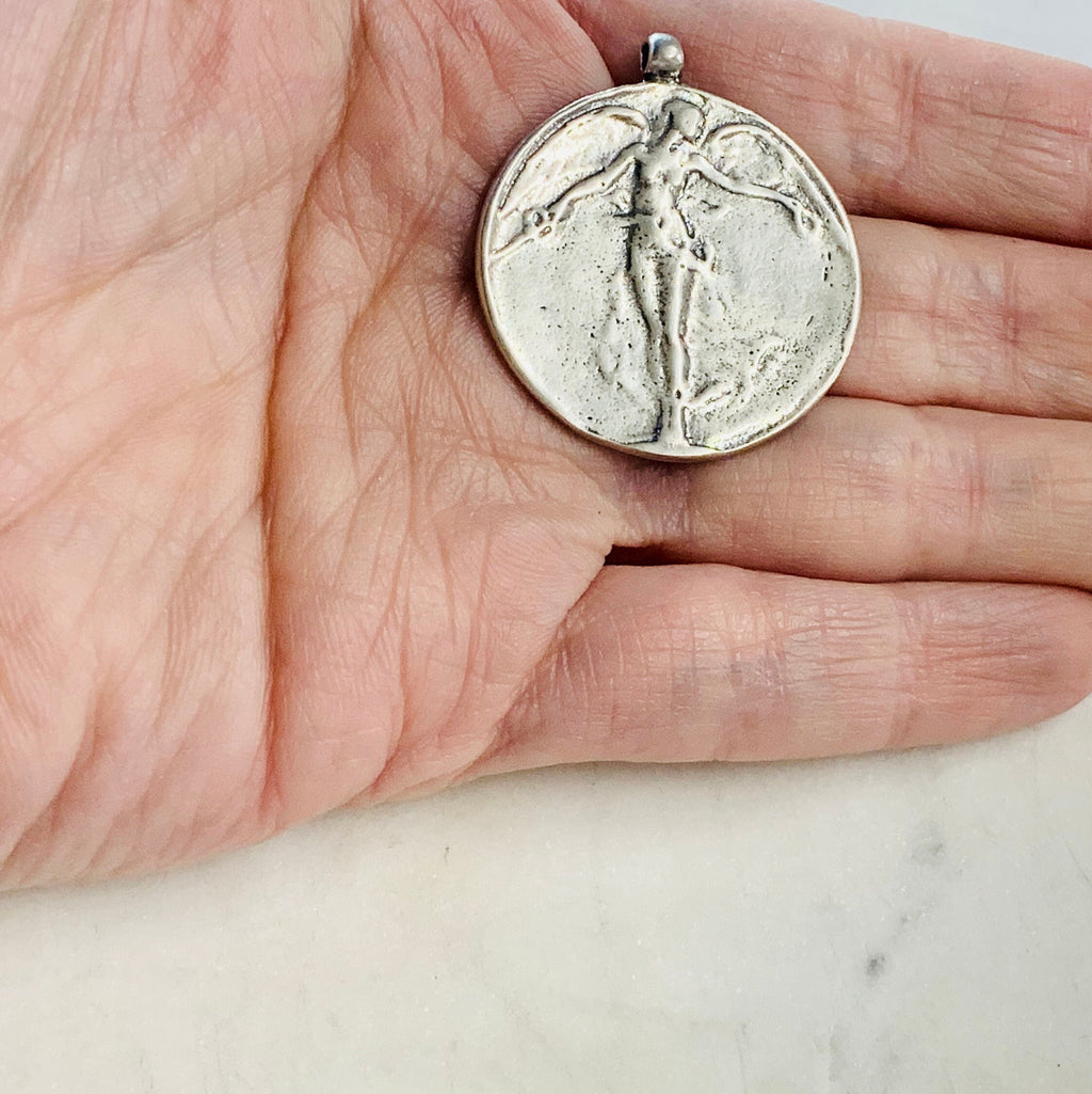Sterling Silver Large Flying Fairy with Wings Pixie Charm Fantasy
