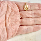 16mmx10mm Gold Plated or Brass Tiny Tropical Monstera Leaf Plant Charm