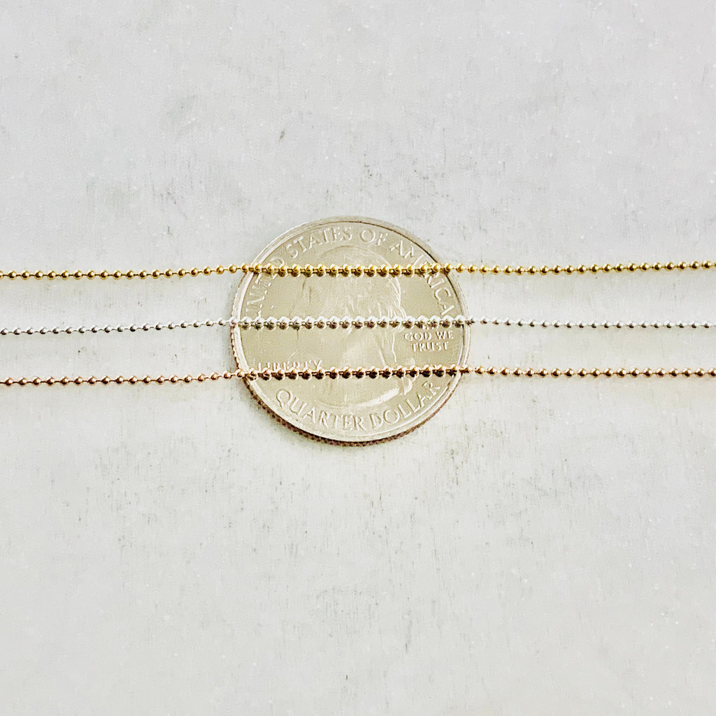 Sterling Silver or 14K Gold Filled Ready to Wear Finished Ball Chain 1mm