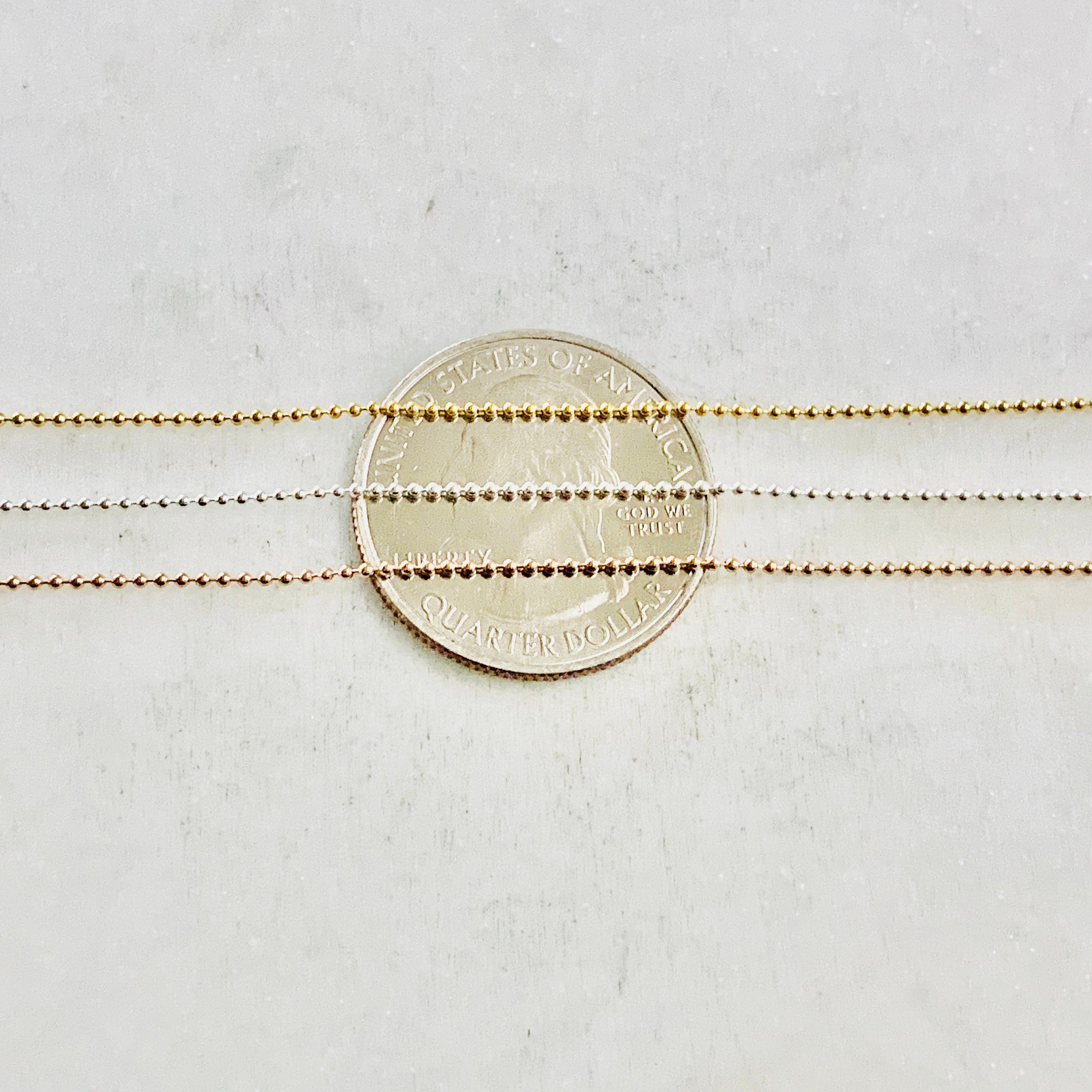 Sterling Silver or 14K Gold Filled Ready to Wear Finished Ball Chain 1mm