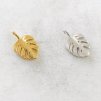 Sterling Silver or Vermeil Small Tropical Monstera Leaf Plant Charm Sliding