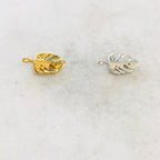 Sterling Silver or Vermeil Small Tropical Monstera Leaf Plant Charm Sliding