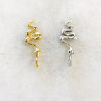 Sterling Silver or Vermeil Curled Long Snake Serpent Serpentine Reptile Charm