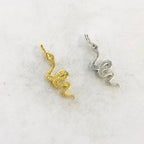 Sterling Silver or Vermeil Curled Long Snake Serpent Serpentine Reptile Charm