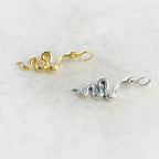 Sterling Silver or Vermeil Curled Long Snake Serpent Serpentine Reptile Charm