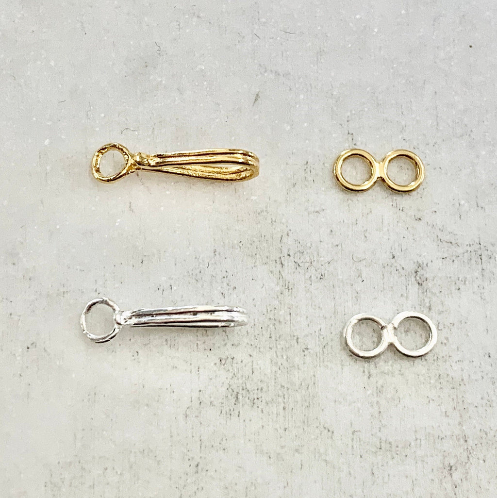 Sterling Silver or Vermeil or Small Soldered Closed Loop Hook and Eye Infinity