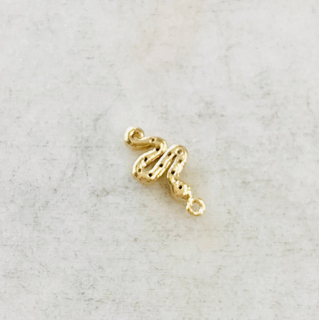 Gold Plated CZ Tiny Dainty Curled Snake Serpent Serpentine Reptile