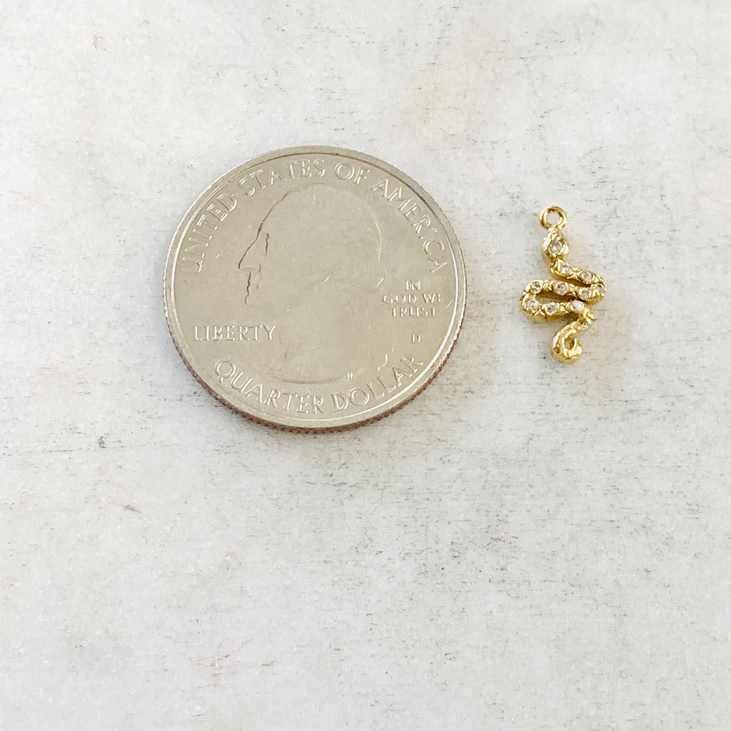 Gold Plated CZ Tiny Dainty Curled Snake Serpent Serpentine Reptile