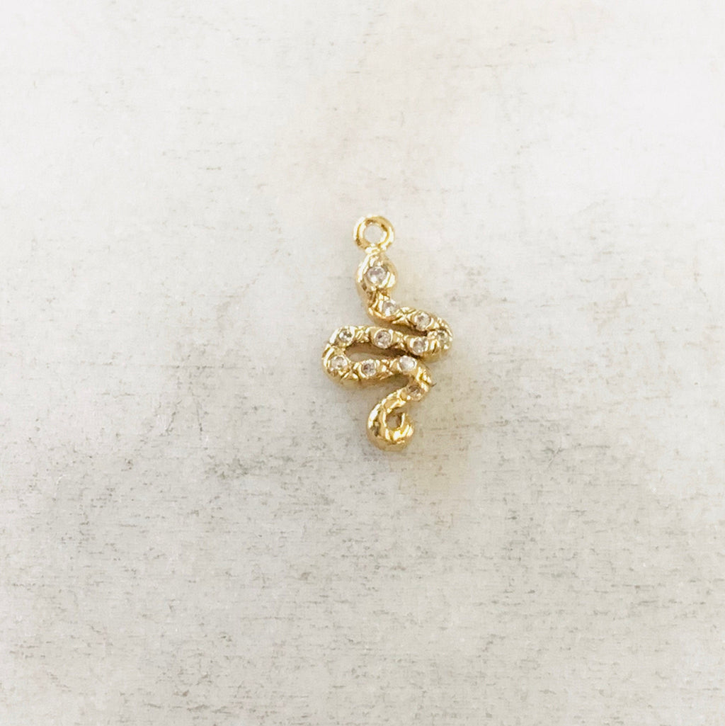Gold Plated CZ Tiny Dainty Curled Snake Serpent Serpentine Reptile