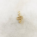 Gold Plated CZ Tiny Dainty Curled Snake Serpent Serpentine Reptile