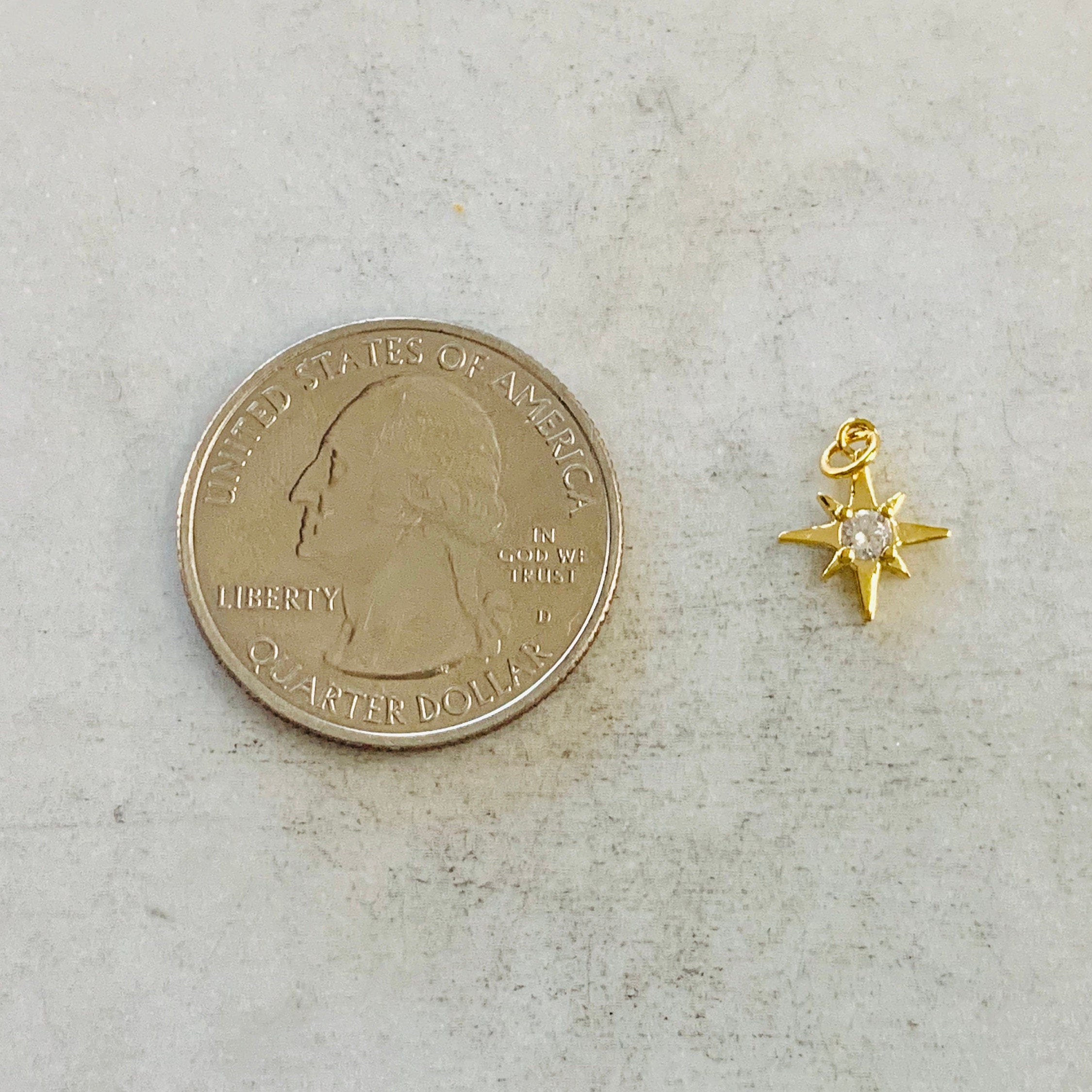 10mmx10mm Gold Plated or Rhodium Plated or Rose CZ 8 Point Star Cubic