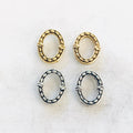 11mmx 10mm Pewter Metal Oblong Detailed Thick Open Oval Rounded (2pc)