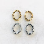 11mmx 10mm Pewter Metal Oblong Detailed Thick Open Oval Rounded (2pc)