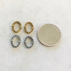 11mmx 10mm Pewter Metal Oblong Detailed Thick Open Oval Rounded (2pc)