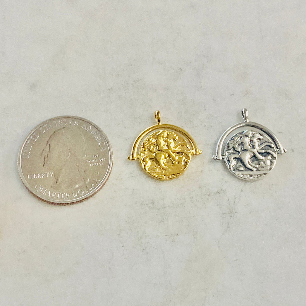 Sterling Silver or Vermeil Medallion Renaissance Art Nouveau Double Sided