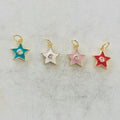 Gold Plated Dainty Celestial Star Charm with CZ Turquoise White