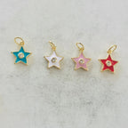 Gold Plated Dainty Celestial Star Charm with CZ Turquoise White