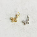 Gold Plated or Rhodium Plated Dainty CZ Pave Butterfly Charm Spring Nature