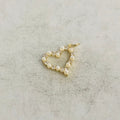 Gold Plated Small Cubic Zirconia Pave Pearl Open Heart Pendant Love