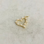 Gold Plated Small Cubic Zirconia Pave Pearl Open Heart Pendant Love