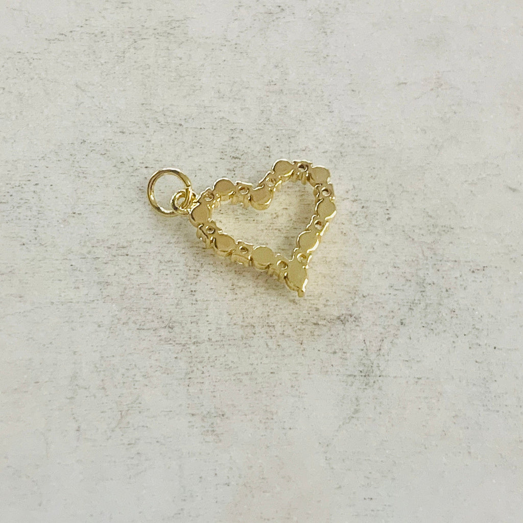 Gold Plated Small Cubic Zirconia Pave Pearl Open Heart Pendant Love