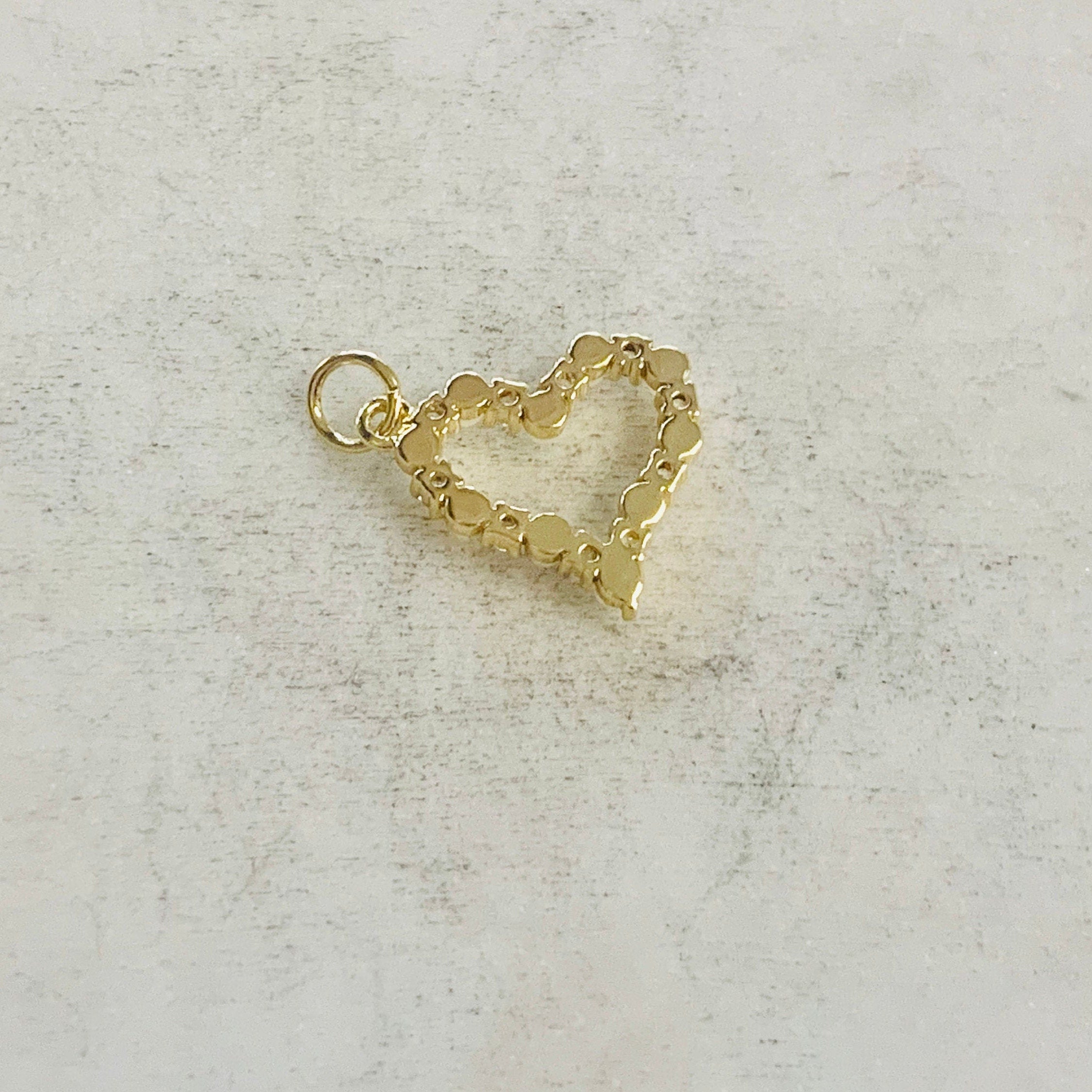 Gold Plated Small Cubic Zirconia Pave Pearl Open Heart Pendant Love