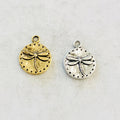 Pewter Dragonfly Raised Coin Charm Insect Nature Spring Pendant