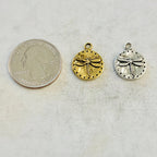 Pewter Dragonfly Raised Coin Charm Insect Nature Spring Pendant