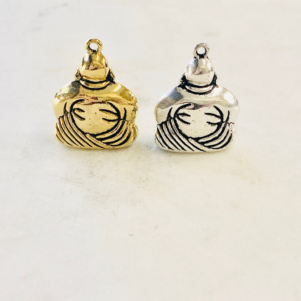 Pewter Thick Detailed Large Size Buddha Yoga Charm Buddhism