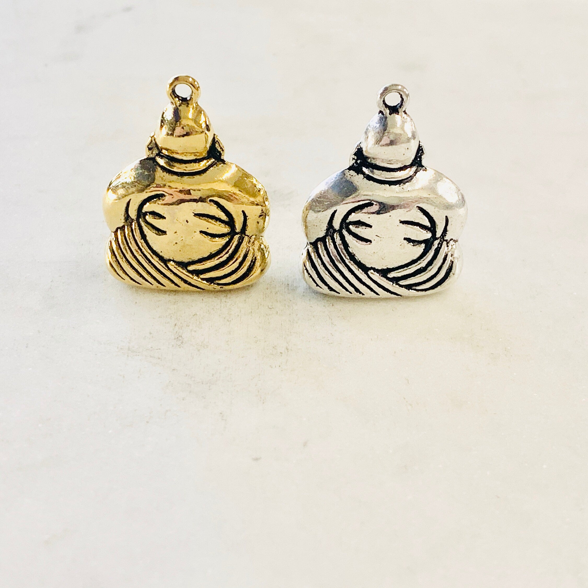 Pewter Thick Detailed Large Size Buddha Yoga Charm Buddhism
