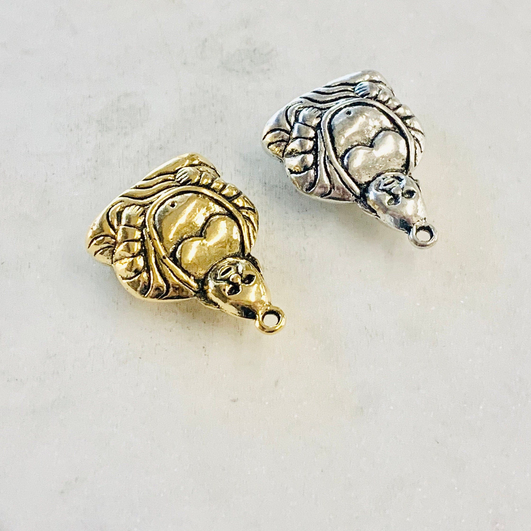 Pewter Thick Detailed Large Size Buddha Yoga Charm Buddhism