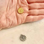 Sterling Silver or Vermeil Celestial Coin Crescent Moon with Dotted Edge Rim