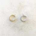 Gold Plated or Rhodium Plated Small CZ Crescent Moon Cubic Zirconia or Pave