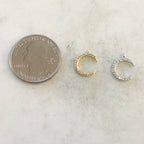 Gold Plated or Rhodium Plated Small CZ Crescent Moon Cubic Zirconia or Pave