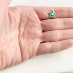 Gold Plated Dainty Celestial Star Charm with CZ Turquoise White