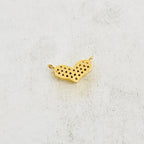 Gold Plated Dainty Pave CZ Heart Connector Charm Cubic Zirconia
