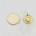 Gold Plated Vintage Inspired Hand Holding Heart Coin Charm Love