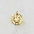 Gold Plated Vintage Inspired Hand Holding Heart Coin Charm Love