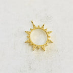 Gold Plated Cubic Zirconia Starburst Sun Charm Round Circle Drop
