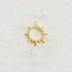 Gold Plated Cubic Zirconia Starburst Sun Charm Round Circle Drop
