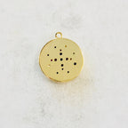 Gold Plated or Brass Rainbow CZ North Star Charm Coin Round Circle Gold Drop