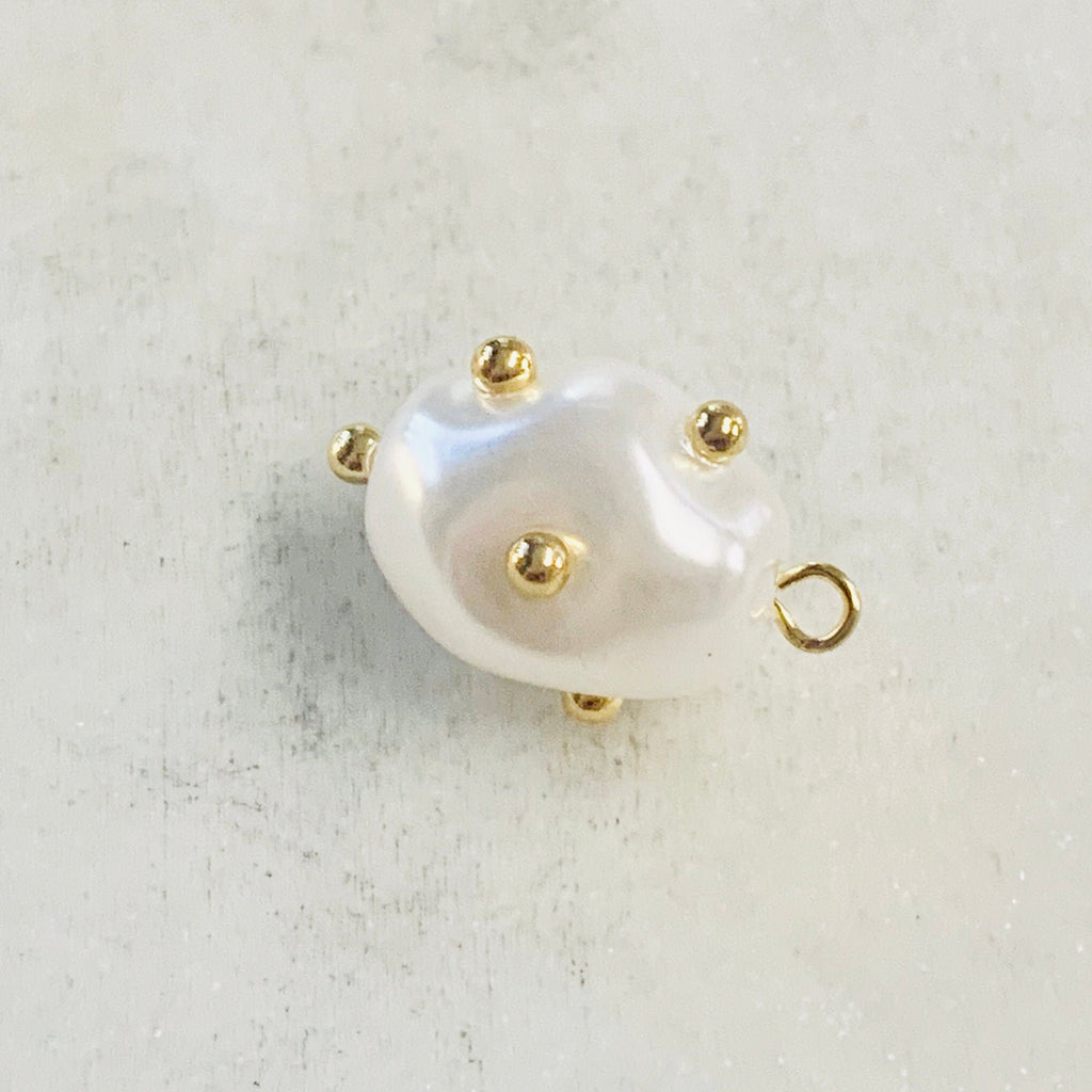 Gold Plated Acrylic Pearl Charm Baroque Acrylic Pearl Charm Pendant