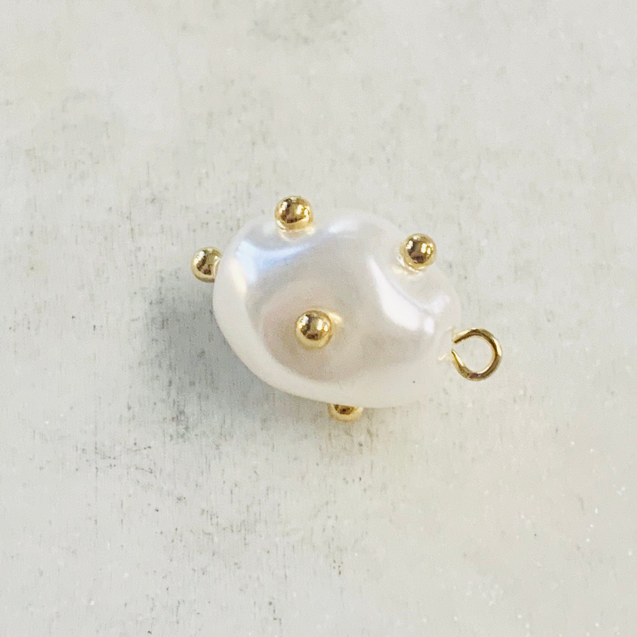 Gold Plated Acrylic Pearl Charm Baroque Acrylic Pearl Charm Pendant