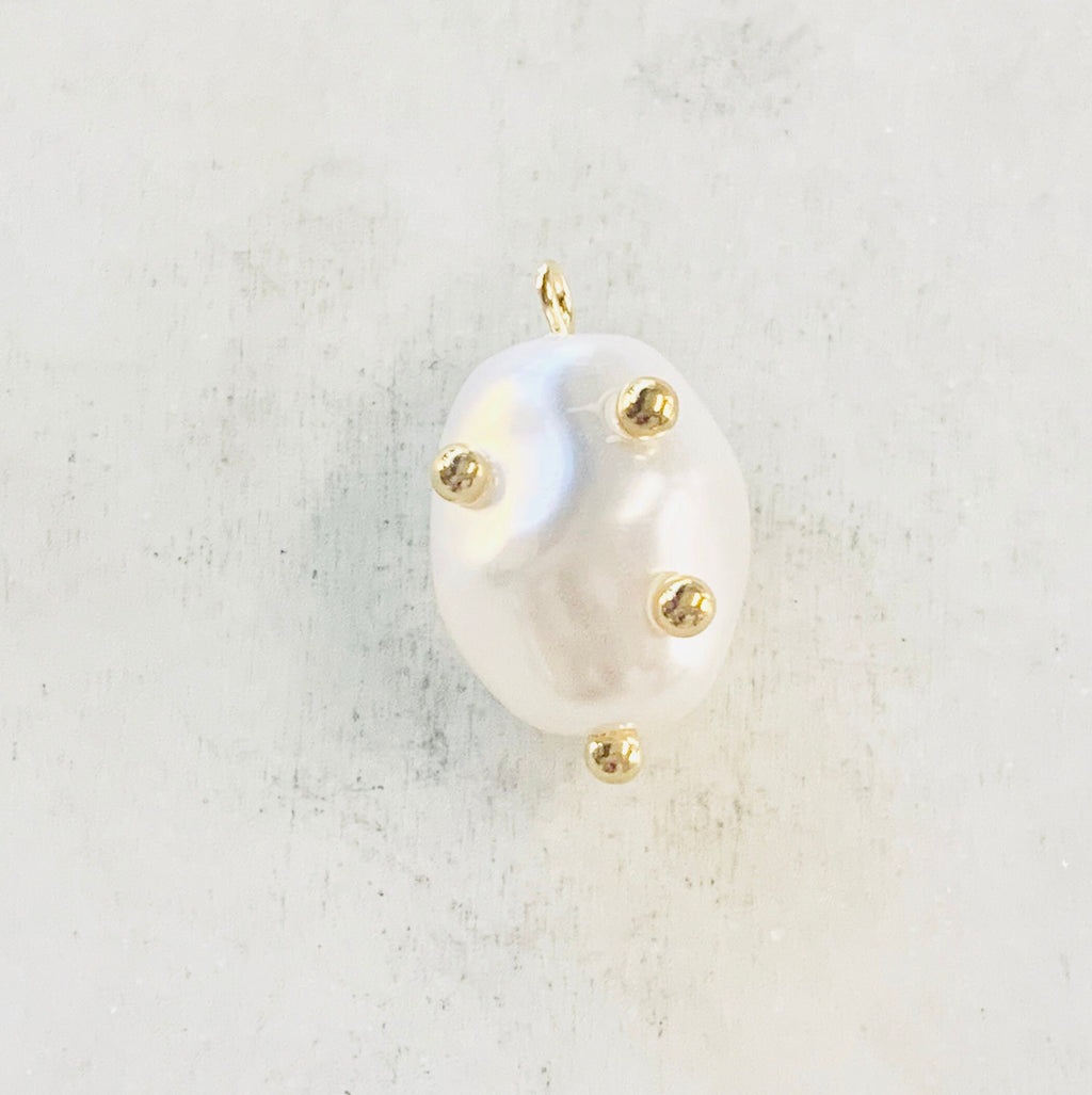 Gold Plated Acrylic Pearl Charm Baroque Acrylic Pearl Charm Pendant