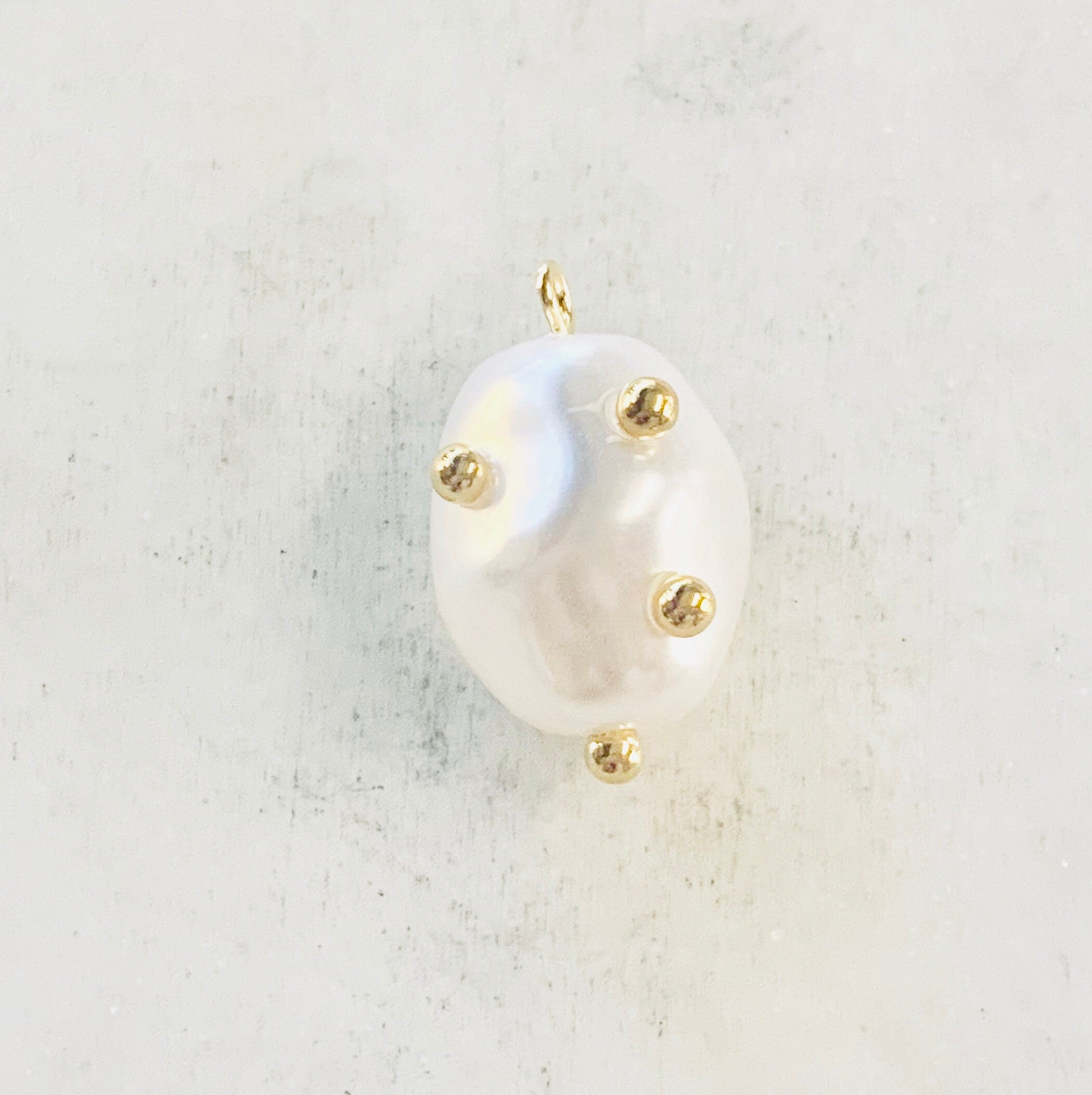 Gold Plated Acrylic Pearl Charm Baroque Acrylic Pearl Charm Pendant
