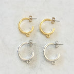 Pewter Textured Hammered Round Hoop 21mm x 15mm Chandelier (2pc)
